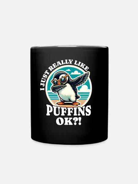 Ich Liebe Papageientaucher Spruch - Tasse einfarbig - Schwarz