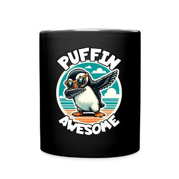 puffin saying - Full Colour Mug - black - Front