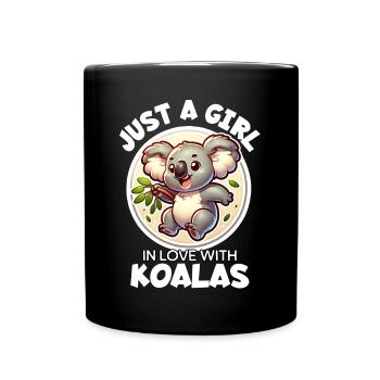 Girl Loves Koala - Full Colour Mug - black - Front