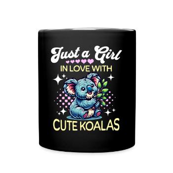 Koala Mädchen - Tasse einfarbig - Schwarz - Vorne