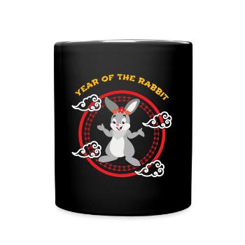 Year Of Rabbit Cute Kawaii Chinese New Year - Full Colour Mug - black - Front
