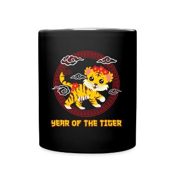 Cute Tiger Chinese Kawaii Chinese New Year - Full Colour Mug - black - Front