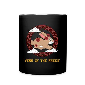 Year Of The Rabbit Cute Kawaii Chinese New Year - Full Colour Mug - black - Front