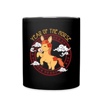 Year Of Horse Kawaii Zodiac Chinese New Year - Full Colour Mug - black - Front