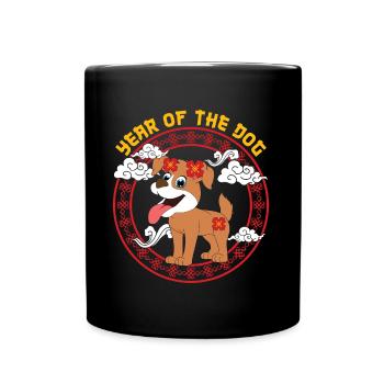 Year Of Dog Cute Zodiac Kawaii New Year - Full Colour Mug - black - Front