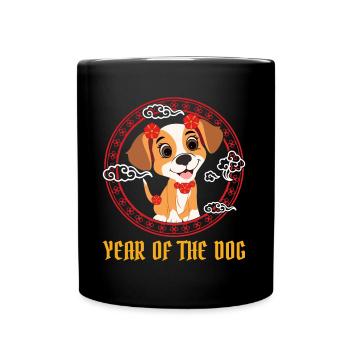 Year Of The Dog Cute Kawaii Chinese New Year - Full Colour Mug - black - Front