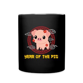 Year Of Pig Kawaii Cute Chinese New Year - Full Colour Mug - black - Front