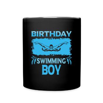 Birthday Boy Of the Birthday Boy Swimming Family - Tasse einfarbig - Schwarz - Vorne