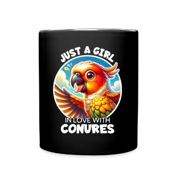 Girl Loves Sun Parakeet - Full Colour Mug - black - Front