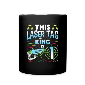 Lasertag King Is 1 Birthday Boy Indoor Laser Tag - Tasse einfarbig - Schwarz - Vorne