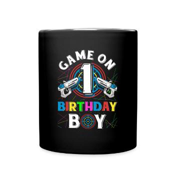 Lasertag Game On 1 Birthday Boy Indoor Laser Tag - Full Colour Mug - black - Front