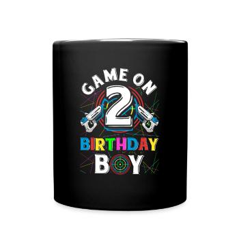 Lasertag Game On 2 Birthday Boy Indoor Laser Tag - Full Colour Mug - black - Front