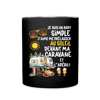 Man Camping Caravan Humor Grandpa Aperitif In The Sun - Full Colour Mug - black - Front