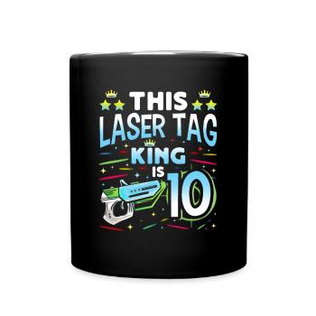 Lasertag King Is 10 Birthday Boy Indoor Laser Tag - Full Colour Mug - black - Front