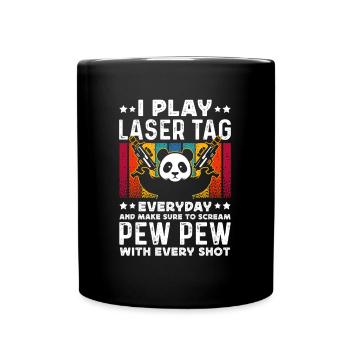 Laser Tag Panda Pew Pew Retro Lasertag Geschenk - Tasse einfarbig - Schwarz - Vorne