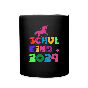 Rosa Einhorn ABC Schulkind 2024 - Tasse einfarbig - Schwarz - Vorne