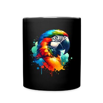 Papageie Sprüche - Tasse einfarbig - Schwarz - Vorne