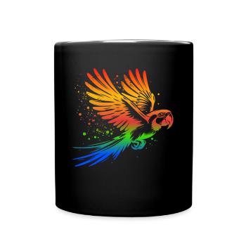 Papageie Spruch - Tasse einfarbig - Schwarz - Vorne