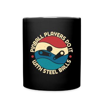 Les joueurs de flipper le font avec des boules d’acier au motif rétro - Mug uni - noir - Devant