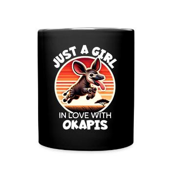 Girl Loves Okapi - Full Colour Mug - black - Front