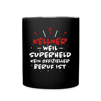 Kellner Spruch Restaurant Lustige Kellner Geschenk - Tasse einfarbig - Schwarz - Vorne