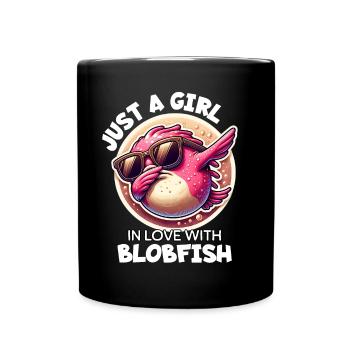 Mädchen Liebt Blobfisch - Tasse einfarbig - Schwarz - Vorne
