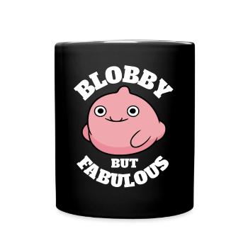 Lustige Blobfisch Sprüche - Tasse einfarbig - Schwarz - Vorne