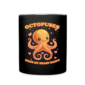 Lustiges Kraken Kopffüßer Tintenfisch Geschenk - Tasse einfarbig - Schwarz - Vorne