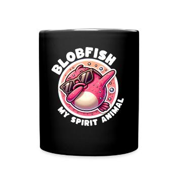 Lustige Blobfisch Sprüche - Tasse einfarbig - Schwarz - Vorne