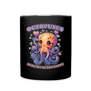Lustiges Kraken Kopffüßer Tintenfisch Geschenk - Tasse einfarbig - Schwarz - Vorne