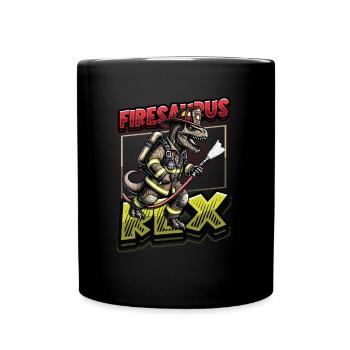 Firesaurus Rex Feuerwehr Dinosaurier Abenteuer - Tasse einfarbig - Schwarz - Vorne