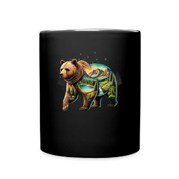 Wildnis im Inneren des Bären Retro Vintage - Tasse einfarbig - Schwarz - Vorne
