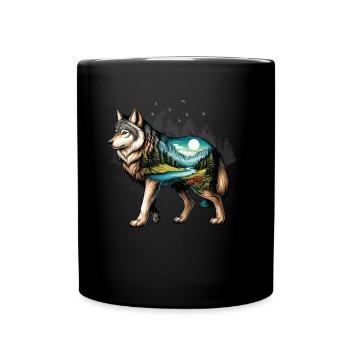 Wildnis im Inneren des Bären Retro Vintage - Tasse einfarbig - Schwarz - Vorne