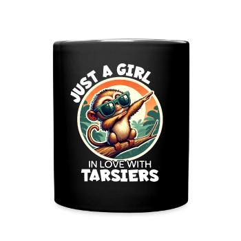 Mädchen Liebt Koboldmaki - Tasse einfarbig - Schwarz - Vorne