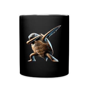 Drôle Dabbing Tortue de mer Amoureux des animaux - Mug uni - noir - Devant