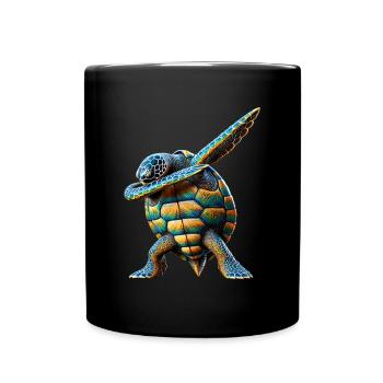 Drôle Dabbing Tortue de mer Amoureux des animaux - Mug uni - noir - Devant