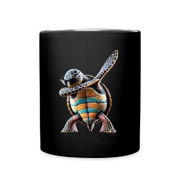 Drôle Dabbing Tortue de mer Amoureux des animaux - Mug uni - noir - Devant