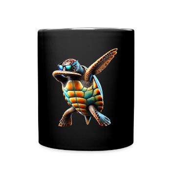 Drôle Dabbing Tortue de mer Amoureux des animaux - Mug uni - noir - Devant