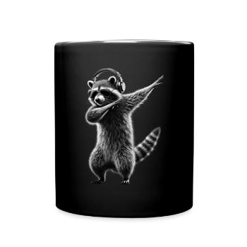 Funny Dabbing Raccoon Farmer Animal Lover Dab - Full Colour Mug - black - Front