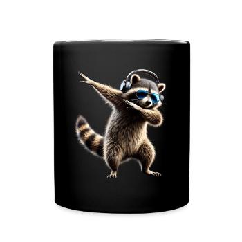 Funny Dabbing Raccoon Farmer Animal Lover Dab - Full Colour Mug - black - Front