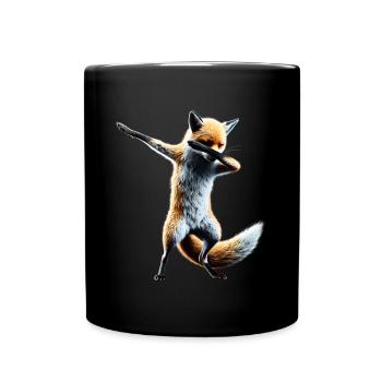 Lustiger Dabbing Fuchs Dance Tierliebhaber Dab - Tasse einfarbig - Schwarz - Vorne
