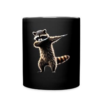 Funny Dabbing Raccoon Farmer Animal Lover Dab - Full Colour Mug - black - Front