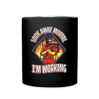 Look away mortal i'm working - Tasse einfarbig - Schwarz - Vorne