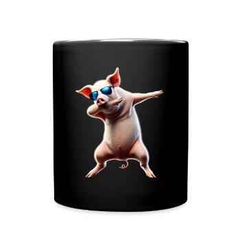 Funny Dabbing Pig Farmer Animal Lover Dab - Full Colour Mug - black - Front