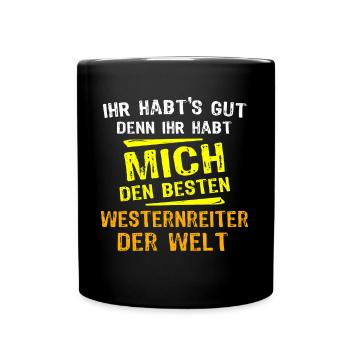 Westernreiter Geschenk - Tasse einfarbig - Schwarz - Vorne