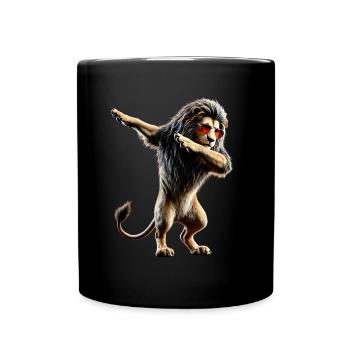 Funny Dabbing Lion Dancing Animal Lover Dab Animal - Full Colour Mug - black - Front