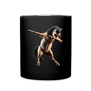 Funny Dabbing Horse Dancing Animal Lover Dab - Full Colour Mug - black - Front