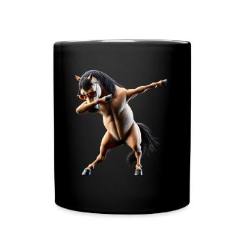 Funny Dabbing Horse Dancing Animal Lover Dab - Full Colour Mug - black - Front