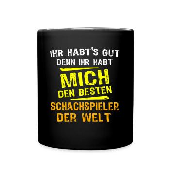 Schachspieler Geschenk - Tasse einfarbig - Schwarz - Vorne