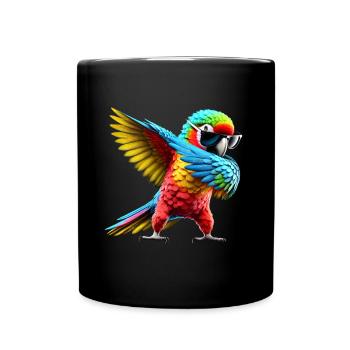 Funny Dabbing Parrot Bird Animal Lover Bird - Full Colour Mug - black - Front
